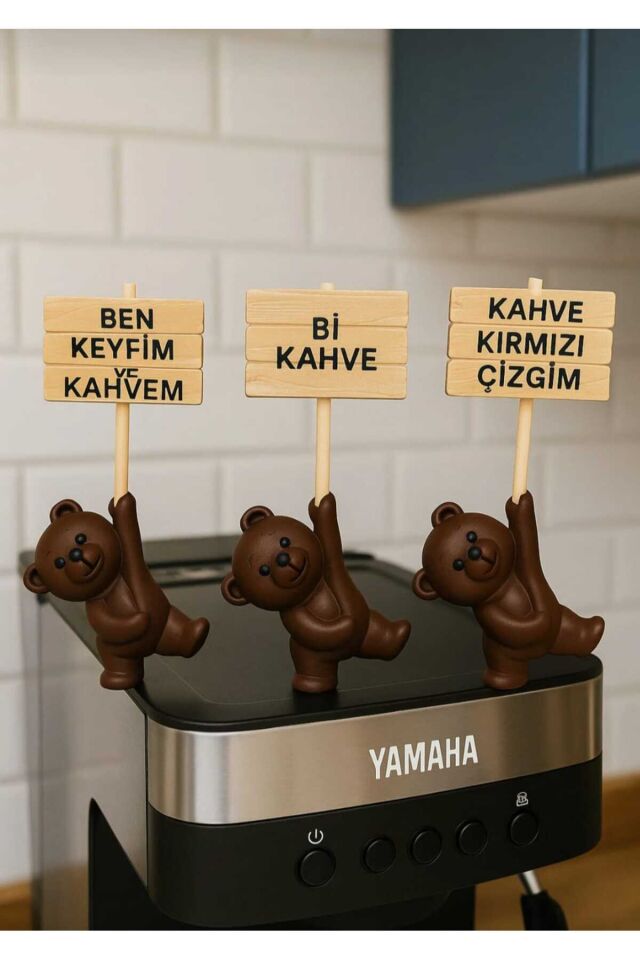 Dekoratif Ayıcık Bi Kahve Seti – Modern Minimal Ev Aksesuarı Hediyelik Obje Masa Üstü Dekoratif Süs