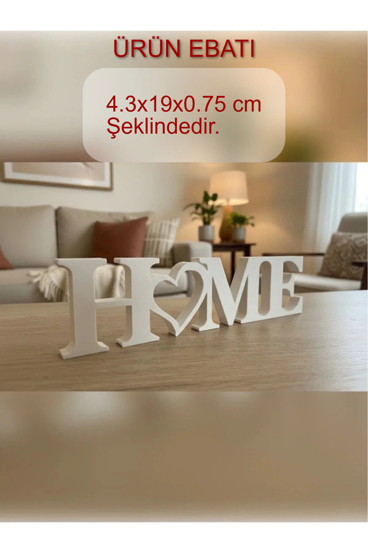 Home Yazılı Dekoratif Biblo Ve Masaüstü Dekor - Beyaz - Plastik 19 cm