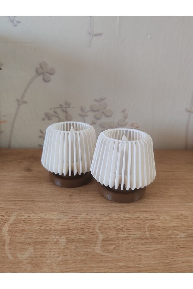 ORİON | Dekoratif Led Tealight Mumluk | Masaüstü Aydınlatma | 2'li Set | 7x7,5 cm