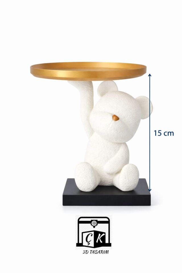 Tabak Tutan Mini Sevimli Ayıcık, Tatlı Makyaj Organizeri, 14cm Plastik Biblo