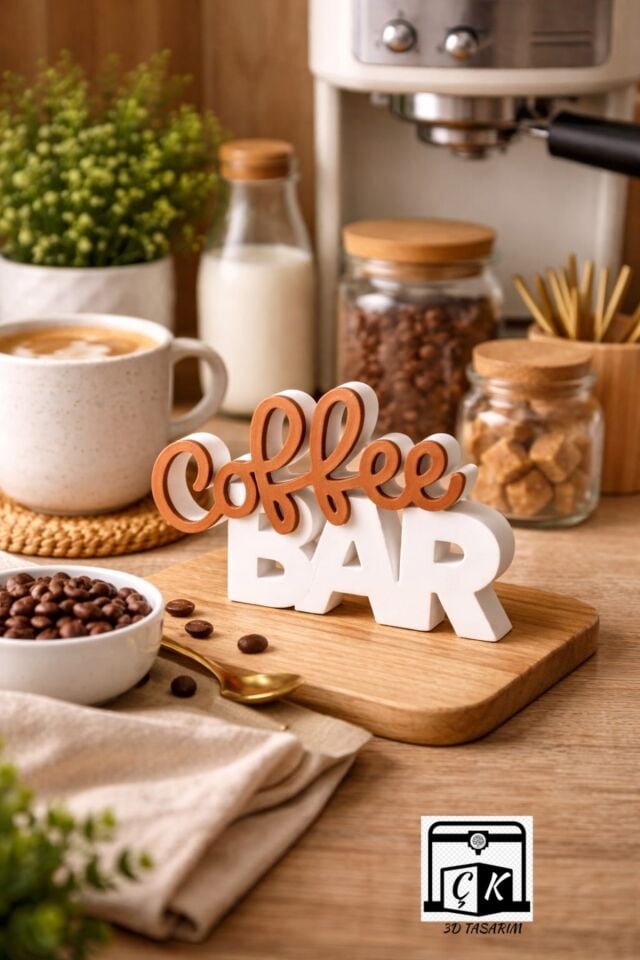 Coffee Bar Yazısı Dekoratif Masa Üstü Aksesuar – Kahve Köşesi Dekoru